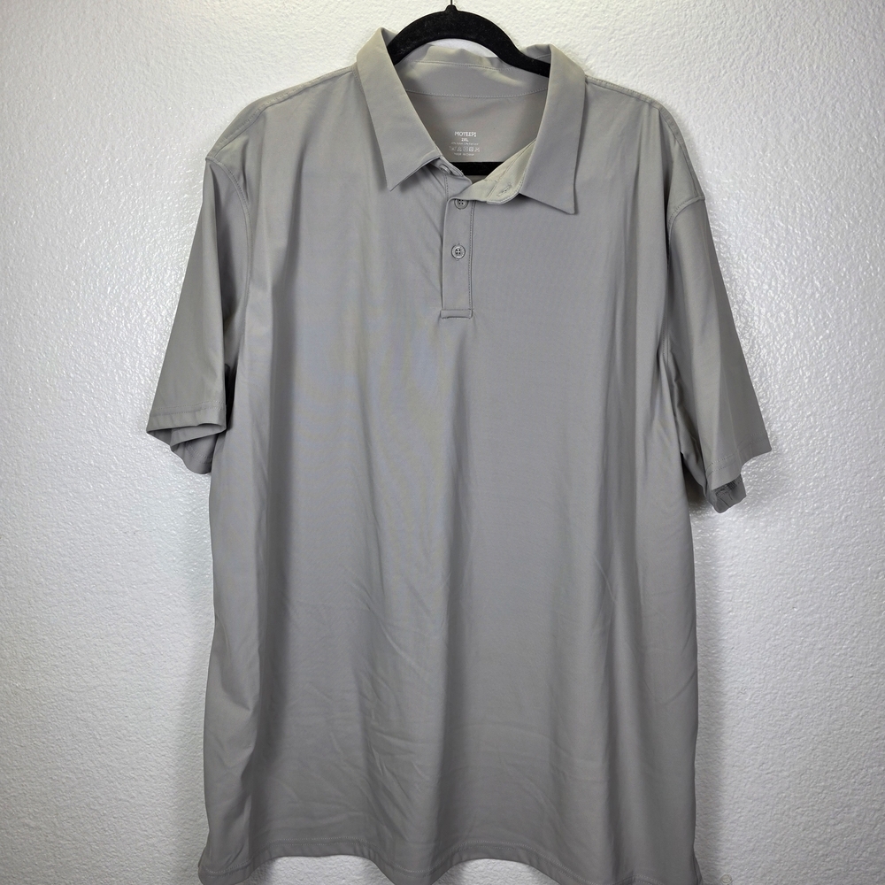 Moteepi Gray‎ Knit Short Sleeve Outdoor Men's Golf Polo Shirt Size 2XL